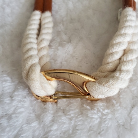 Twisted cream colored belt with tan size 34 - Picture 3 of 5